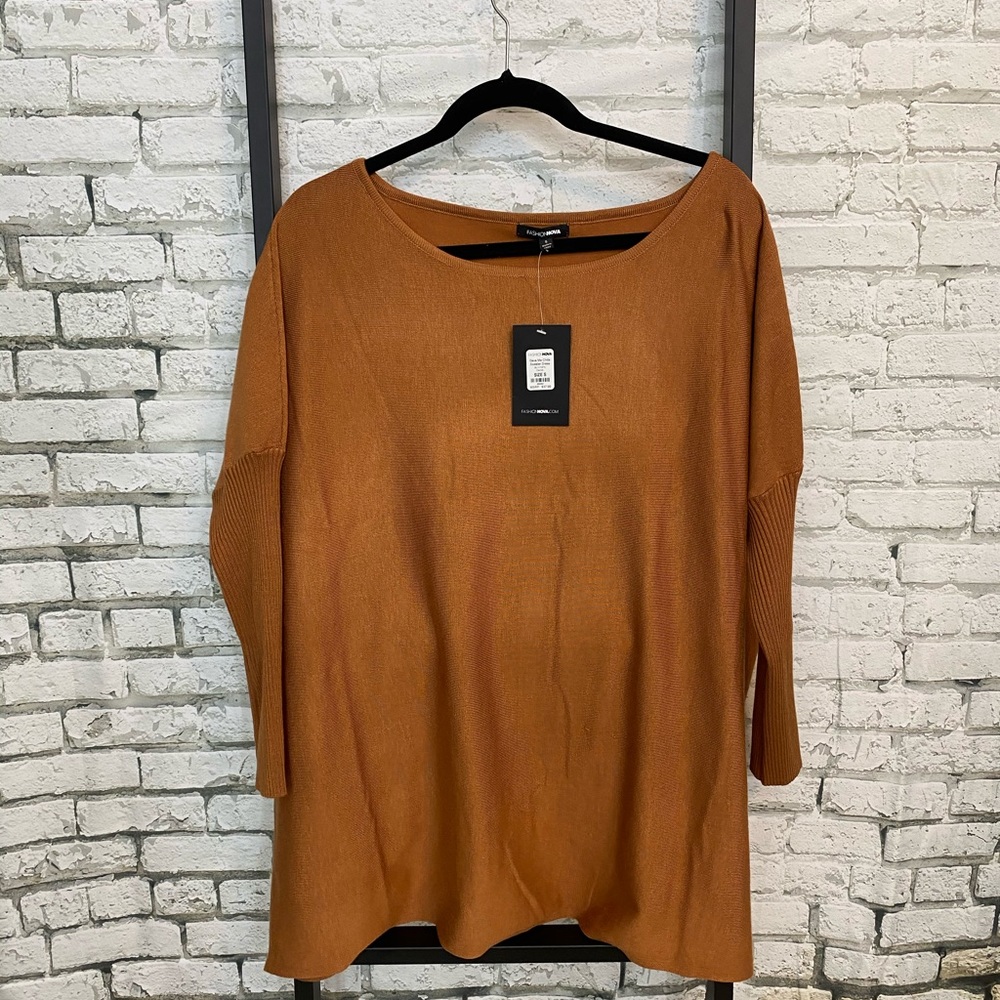 Camel (rust color) sweater dress fashion nova